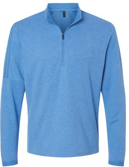 Adidas A554 3-Stripes Quarter-Zip Sweater - Focus Blue Melange