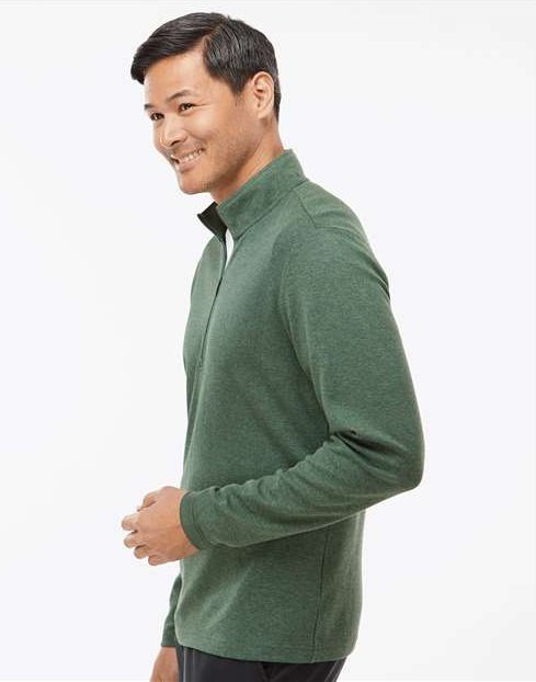Adidas A554 3-Stripes Quarter-Zip Sweater - Green Oxide Melange
