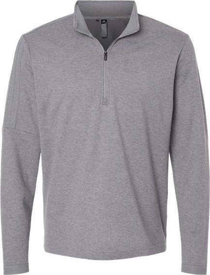 Adidas A554 3-Stripes Quarter-Zip Sweater - Gray Three Melange