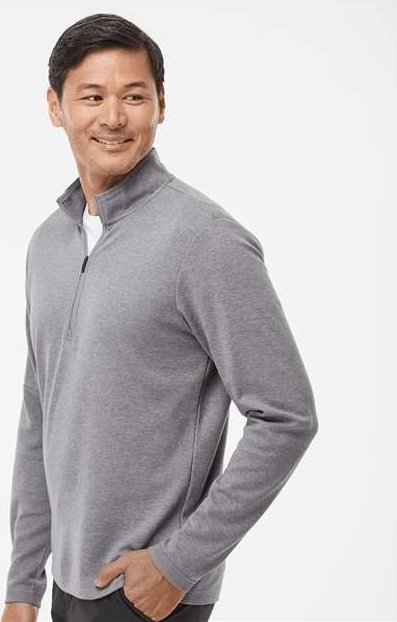 Adidas A554 3-Stripes Quarter-Zip Sweater - Gray Three Melange
