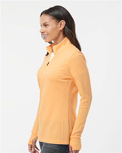 Adidas A555 Women's 3-Stripes Quarter-Zip Sweater - Acid Orange Melange