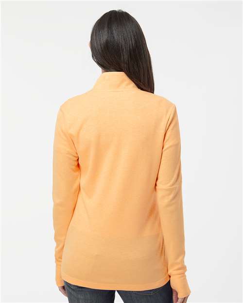 Adidas A555 Women's 3-Stripes Quarter-Zip Sweater - Acid Orange Melange