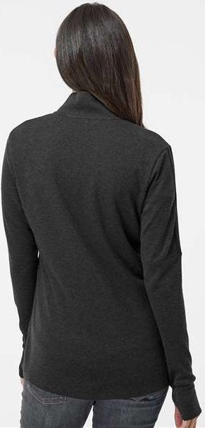 Adidas A555 Women's 3-Stripes Quarter-Zip Sweater - Black Melange