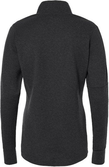 Adidas A555 Women's 3-Stripes Quarter-Zip Sweater - Black Melange