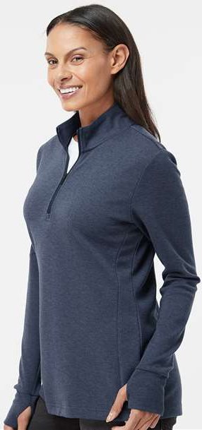 Adidas A555 Women's 3-Stripes Quarter-Zip Sweater - Collegiate Navy Melange