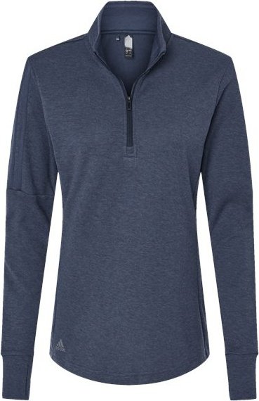 Adidas A555 Women's 3-Stripes Quarter-Zip Sweater - Collegiate Navy Melange