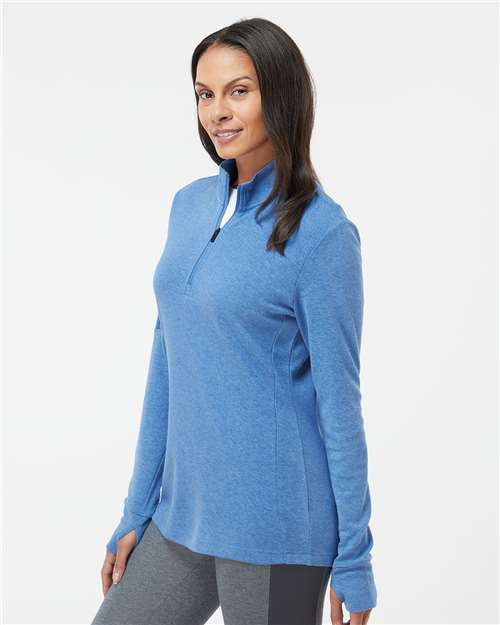Adidas A555 Women's 3-Stripes Quarter-Zip Sweater - Focus Blue Melange