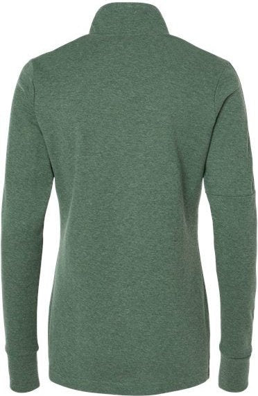 Adidas A555 Women's 3-Stripes Quarter-Zip Sweater - Green Oxide Melange