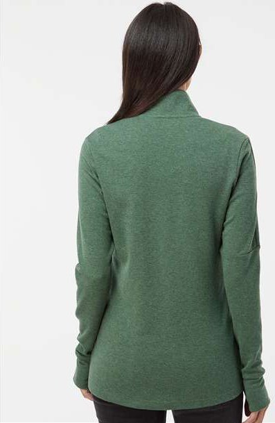 Adidas A555 Women's 3-Stripes Quarter-Zip Sweater - Green Oxide Melange