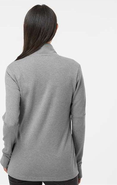 Adidas A555 Women's 3-Stripes Quarter-Zip Sweater - Gray Three Melange