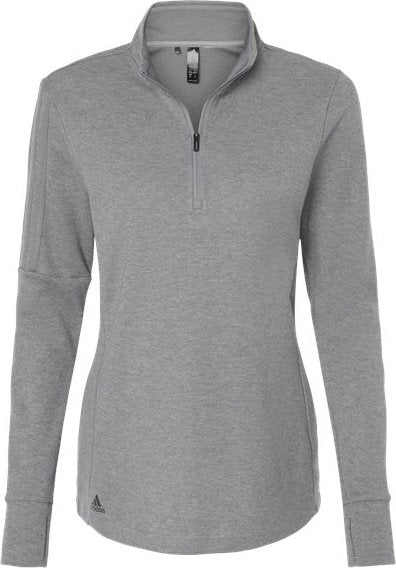 Adidas A555 Women's 3-Stripes Quarter-Zip Sweater - Gray Three Melange