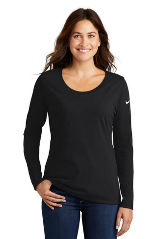 Nike Ladies Core Cotton Long Sleeve Scoop Neck Tee