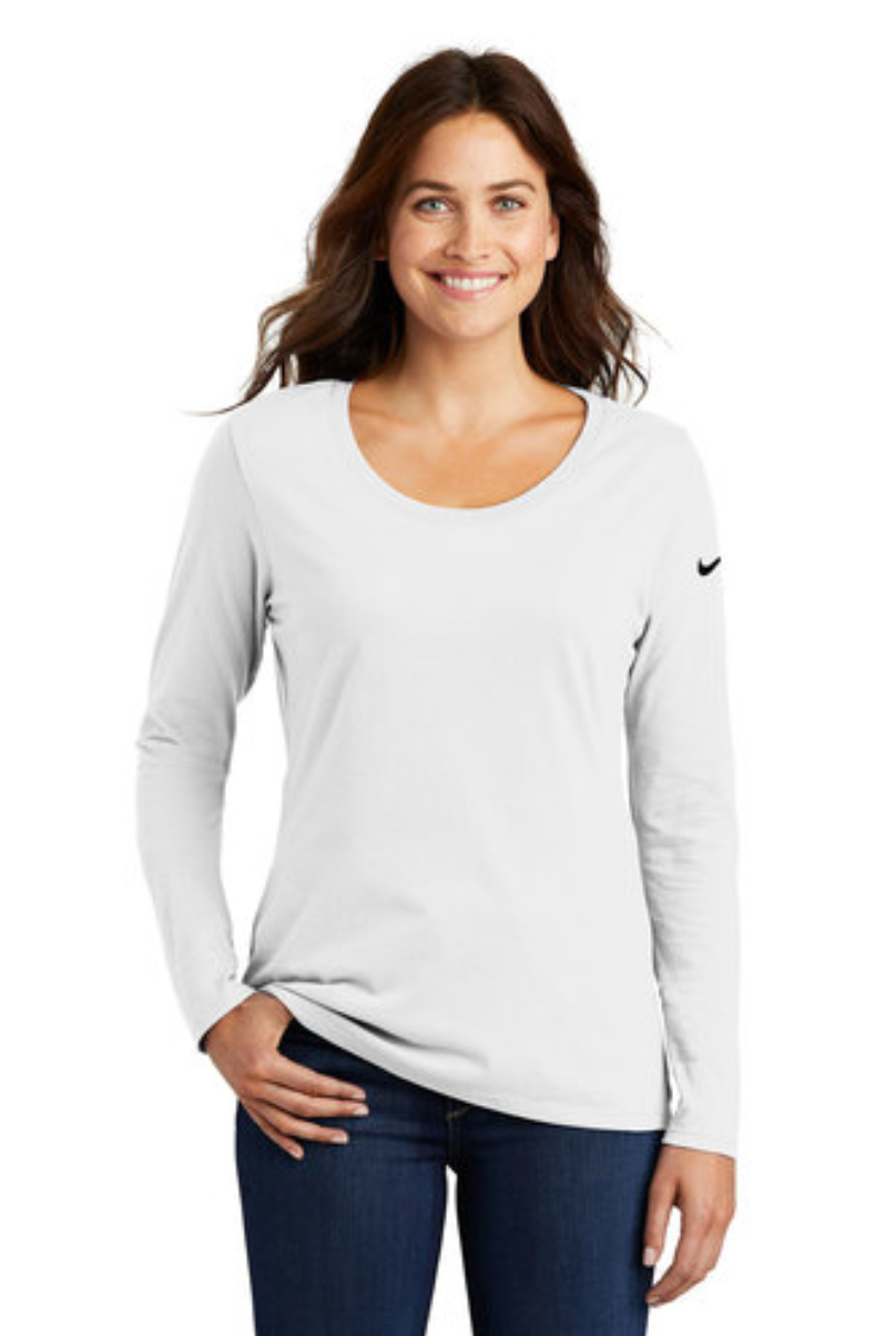Nike Ladies Core Cotton Long Sleeve Scoop Neck Tee